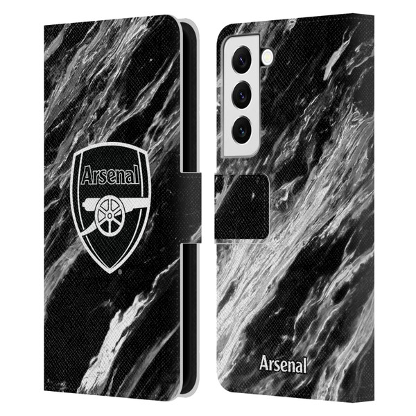 Arsenal FC Crest Patterns Marble Leather Book Wallet Case Cover For Samsung Galaxy S22 5G