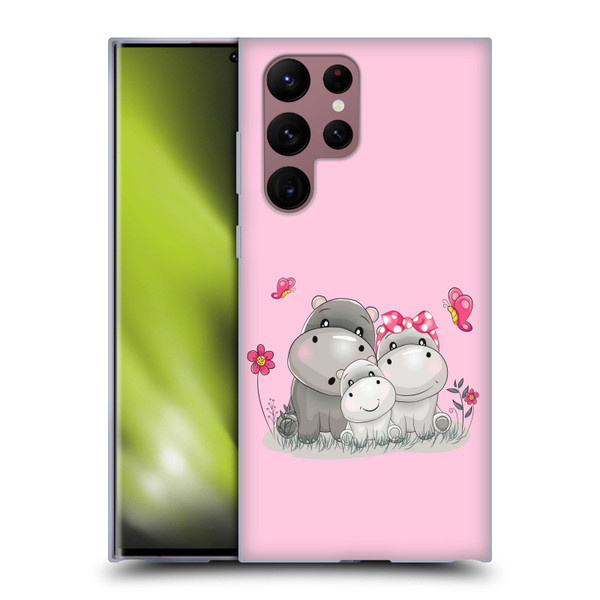 Haroulita Forest Hippo Family Soft Gel Case for Samsung Galaxy S22 Ultra 5G