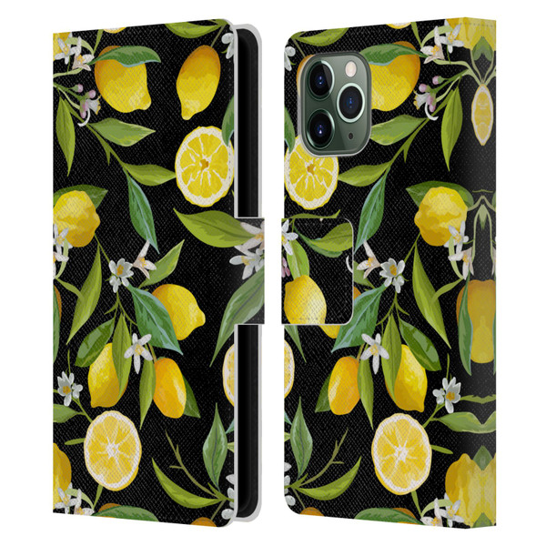 Haroulita Fruits Flowers And Lemons Leather Book Wallet Case Cover For Apple iPhone 11 Pro