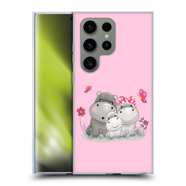 Haroulita Forest Hippo Family Soft Gel Case for Samsung Galaxy S24 Ultra 5G