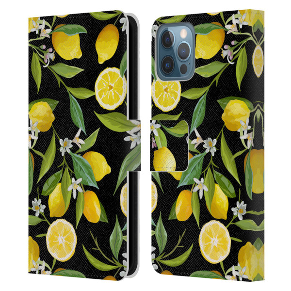 Haroulita Fruits Flowers And Lemons Leather Book Wallet Case Cover For Apple iPhone 12 / iPhone 12 Pro