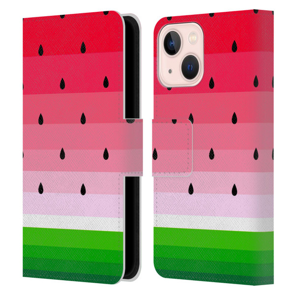 Haroulita Fruits Watermelon Leather Book Wallet Case Cover For Apple iPhone 13 Mini