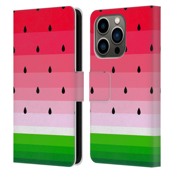 Haroulita Fruits Watermelon Leather Book Wallet Case Cover For Apple iPhone 14 Pro