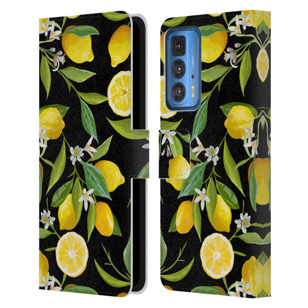 Haroulita Fruits Flowers And Lemons Leather Book Wallet Case Cover For Motorola Edge 20 Pro