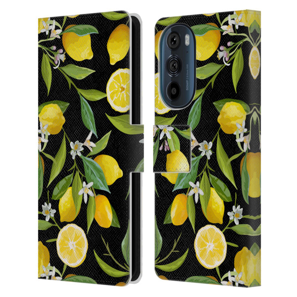 Haroulita Fruits Flowers And Lemons Leather Book Wallet Case Cover For Motorola Edge 30