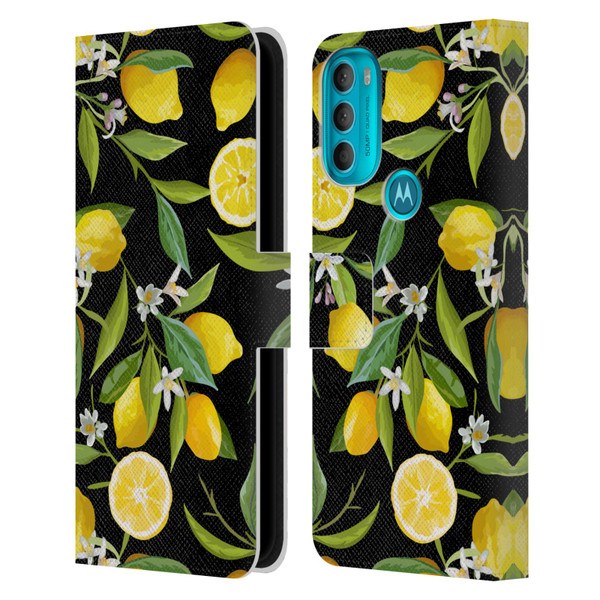 Haroulita Fruits Flowers And Lemons Leather Book Wallet Case Cover For Motorola Moto G71 5G