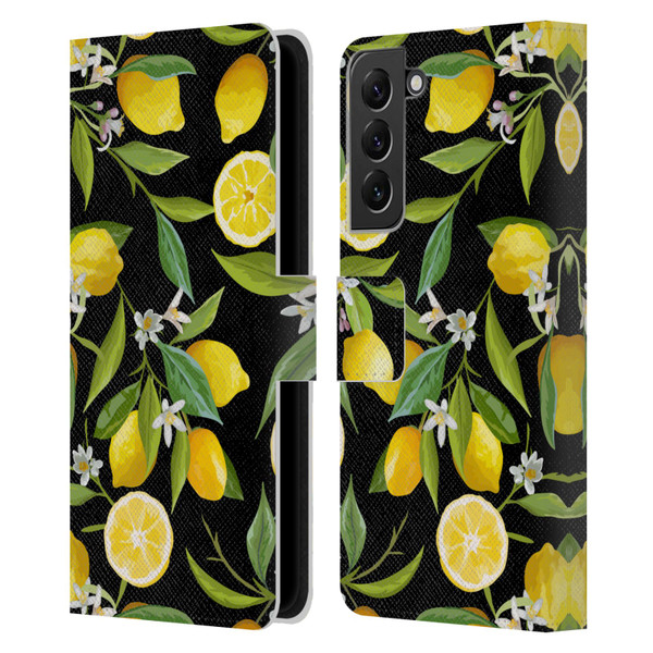 Haroulita Fruits Flowers And Lemons Leather Book Wallet Case Cover For Samsung Galaxy S22+ 5G