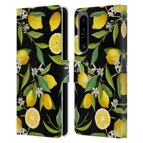 Haroulita Fruits Flowers And Lemons Leather Book Wallet Case Cover For Sony Xperia 1 IV