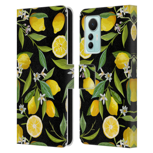 Haroulita Fruits Flowers And Lemons Leather Book Wallet Case Cover For Xiaomi 12 Lite