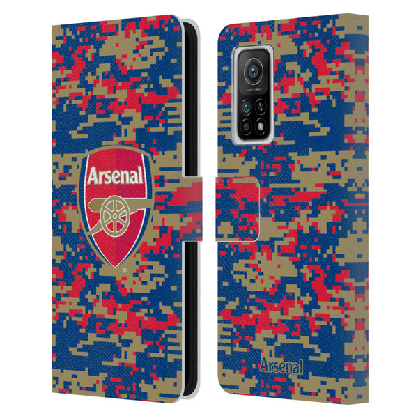 Arsenal FC Crest Patterns Digital Camouflage Leather Book Wallet Case Cover For Xiaomi Mi 10T 5G