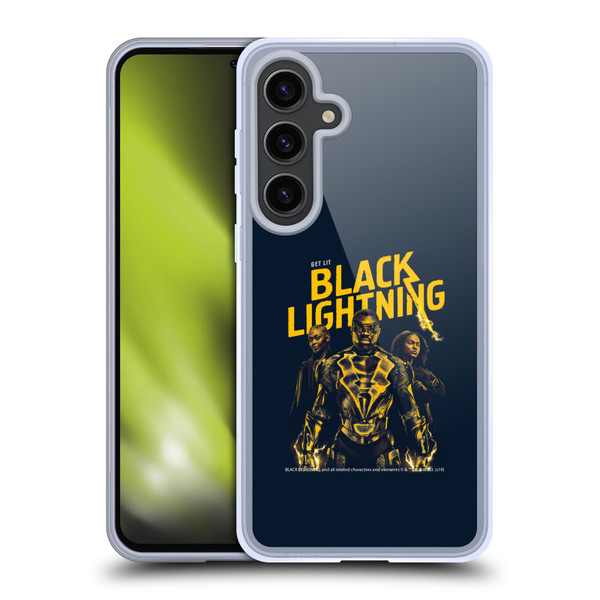 Black Lightning Key Art Get Lit Soft Gel Case for Samsung Galaxy S24+ 5G