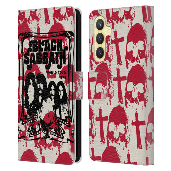 Black Sabbath Key Art Skull Cross World Tour Leather Book Wallet Case Cover For Samsung Galaxy S23 FE 5G