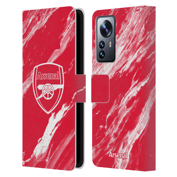 Arsenal FC Crest Patterns Red Marble Leather Book Wallet Case Cover For Xiaomi 12 Pro