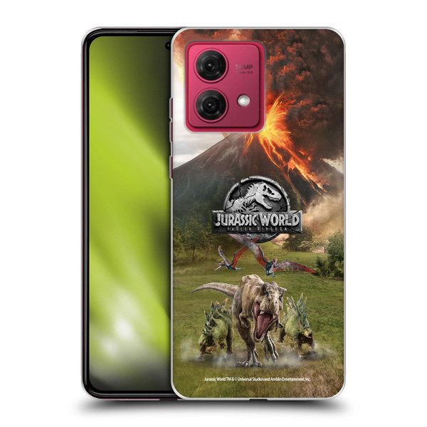 Jurassic World Fallen Kingdom Key Art Dinosaurs Escape Soft Gel Case for Motorola Moto G84 5G