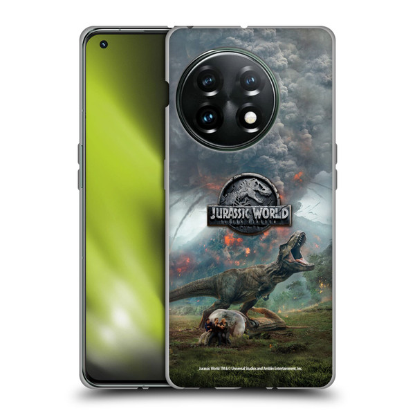 Jurassic World Fallen Kingdom Key Art T-Rex Volcano Soft Gel Case for OnePlus 11 5G