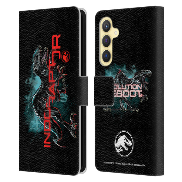 Jurassic World Fallen Kingdom Key Art Indoraptor Leather Book Wallet Case Cover For Samsung Galaxy S23 FE 5G