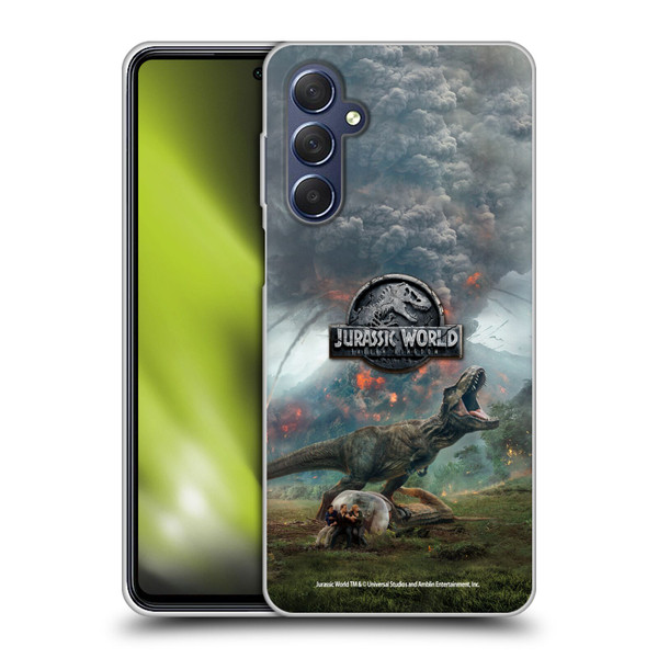 Jurassic World Fallen Kingdom Key Art T-Rex Volcano Soft Gel Case for Samsung Galaxy M54 5G