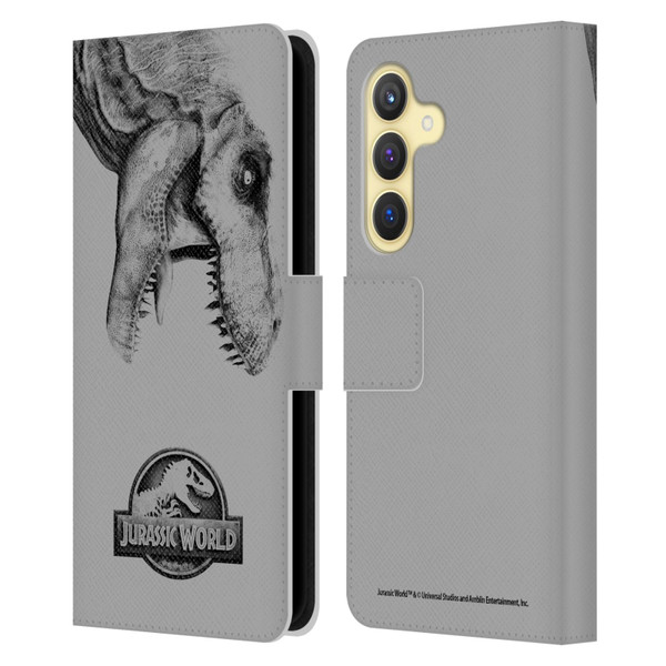 Jurassic World Fallen Kingdom Logo T-Rex Leather Book Wallet Case Cover For Samsung Galaxy S24 5G