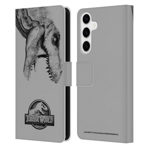 Jurassic World Fallen Kingdom Logo T-Rex Leather Book Wallet Case Cover For Samsung Galaxy S24+ 5G