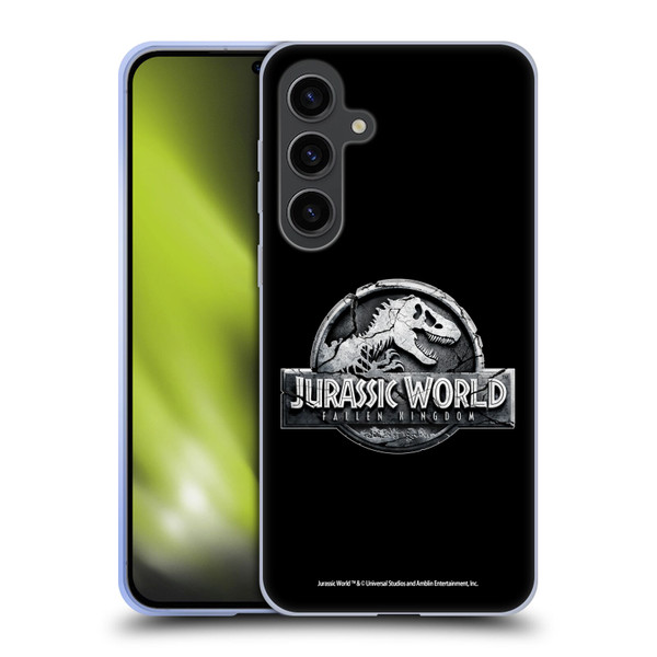 Jurassic World Fallen Kingdom Logo Plain Black Soft Gel Case for Samsung Galaxy S24+ 5G