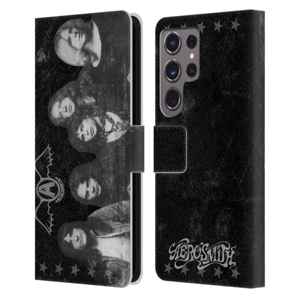 Aerosmith Black And White Vintage Photo Leather Book Wallet Case Cover For Samsung Galaxy S24 Ultra 5G