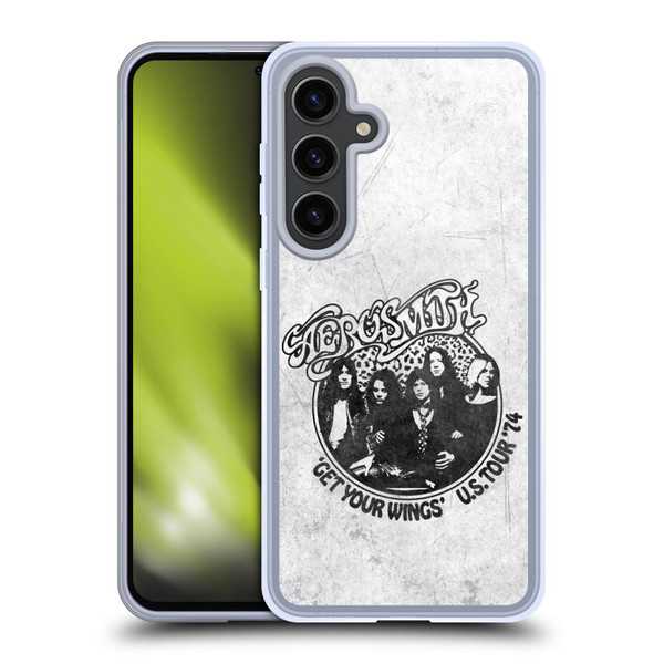 Aerosmith Black And White Get Your Wings US Tour Soft Gel Case for Samsung Galaxy S24+ 5G