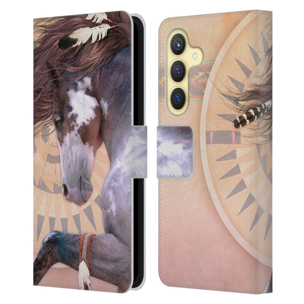 Laurie Prindle Fantasy Horse Native Spirit Leather Book Wallet Case Cover For Samsung Galaxy S24 5G