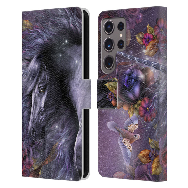 Laurie Prindle Fantasy Horse Blue Rose Unicorn Leather Book Wallet Case Cover For Samsung Galaxy S24 Ultra 5G