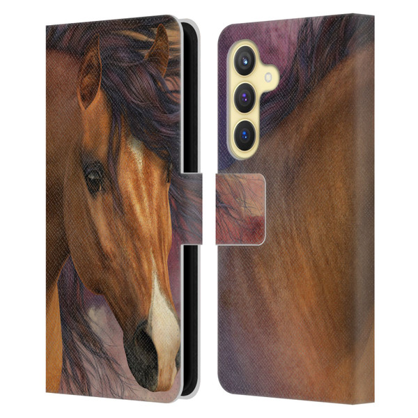 Laurie Prindle Western Stallion Flash Leather Book Wallet Case Cover For Samsung Galaxy S24 5G