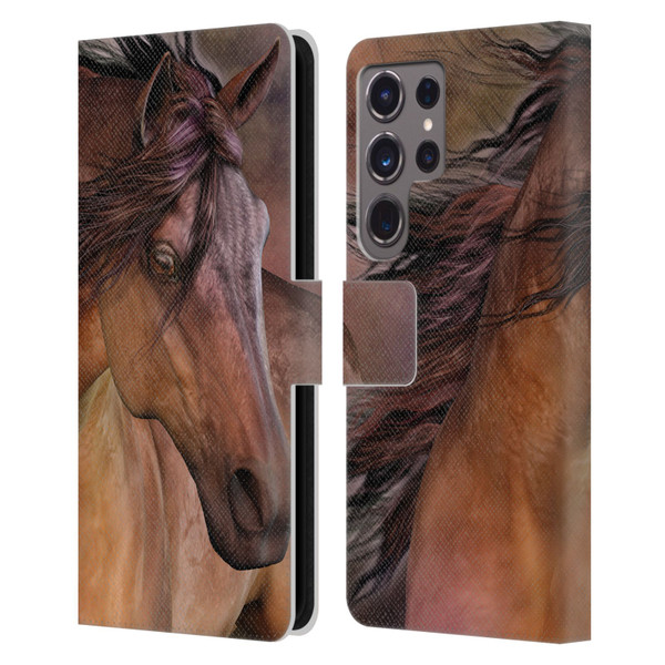 Laurie Prindle Western Stallion Belleze Fiero Leather Book Wallet Case Cover For Samsung Galaxy S24 Ultra 5G