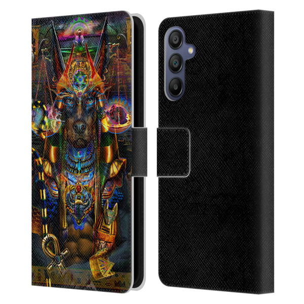 Jumbie Art Gods and Goddesses Anubis Leather Book Wallet Case Cover For Samsung Galaxy A15