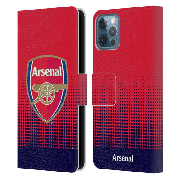 Arsenal FC Crest 2 Fade Leather Book Wallet Case Cover For Apple iPhone 12 / iPhone 12 Pro