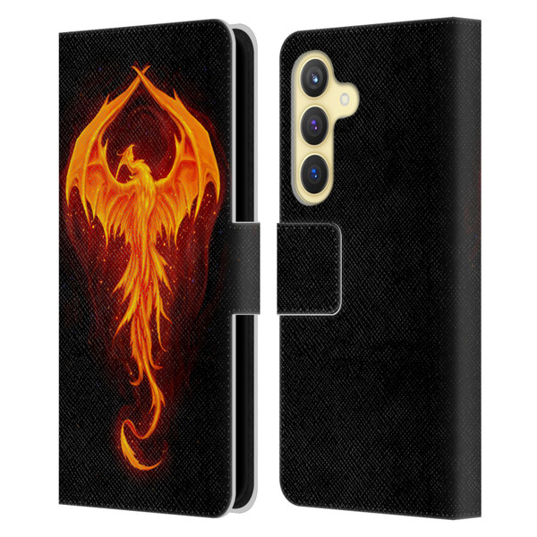 Christos Karapanos Dark Hours Dragon Phoenix Leather Book Wallet Case Cover For Samsung Galaxy S24 5G