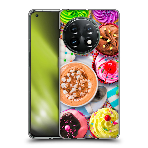 Aimee Stewart Colourful Sweets Cupcakes And Cocoa Soft Gel Case for OnePlus 11 5G