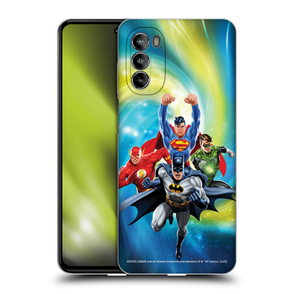 Justice League DC Comics Airbrushed Heroes Galaxy Soft Gel Case for Motorola Moto G82 5G