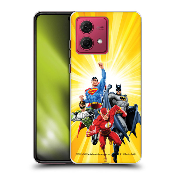 Justice League DC Comics Airbrushed Heroes Yellow Soft Gel Case for Motorola Moto G84 5G