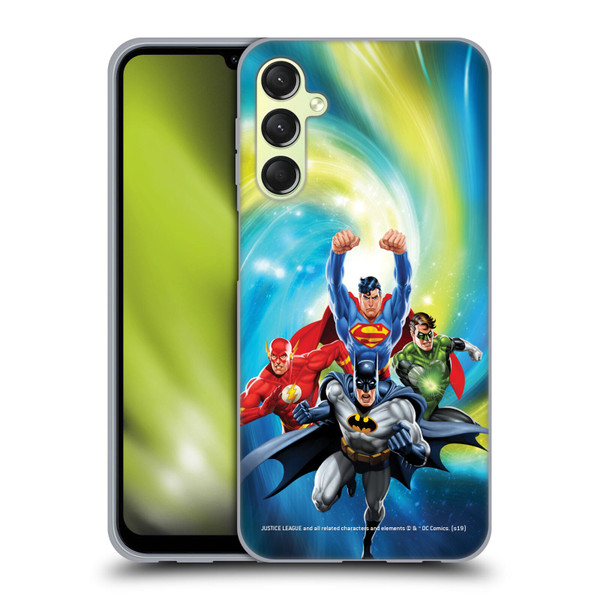 Justice League DC Comics Airbrushed Heroes Galaxy Soft Gel Case for Samsung Galaxy A24 4G / Galaxy M34 5G