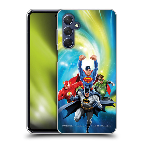 Justice League DC Comics Airbrushed Heroes Galaxy Soft Gel Case for Samsung Galaxy M54 5G