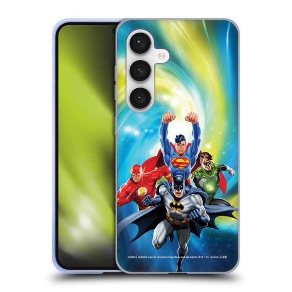 Justice League DC Comics Airbrushed Heroes Galaxy Soft Gel Case for Samsung Galaxy S24 5G