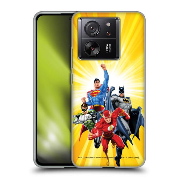 Justice League DC Comics Airbrushed Heroes Yellow Soft Gel Case for Xiaomi 13T 5G / 13T Pro 5G