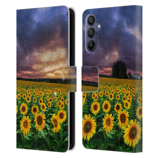 Celebrate Life Gallery Florals Stormy Sunrise Leather Book Wallet Case Cover For Samsung Galaxy A15