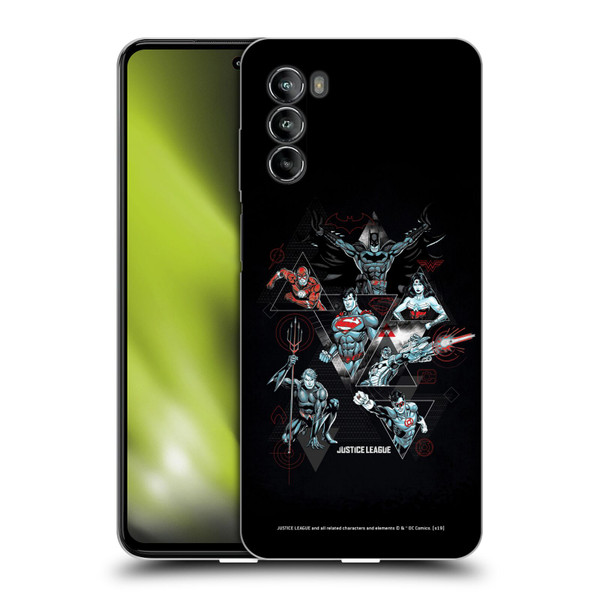 Justice League DC Comics Dark Electric Graphics Heroes Triangle Soft Gel Case for Motorola Moto G82 5G