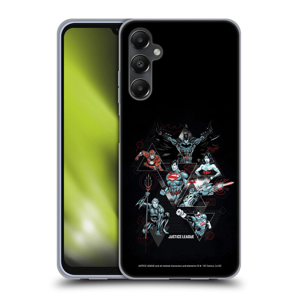 Justice League DC Comics Dark Electric Graphics Heroes Triangle Soft Gel Case for Samsung Galaxy A05s