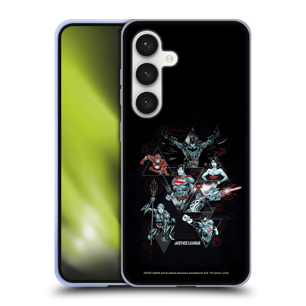 Justice League DC Comics Dark Electric Graphics Heroes Triangle Soft Gel Case for Samsung Galaxy S24 5G