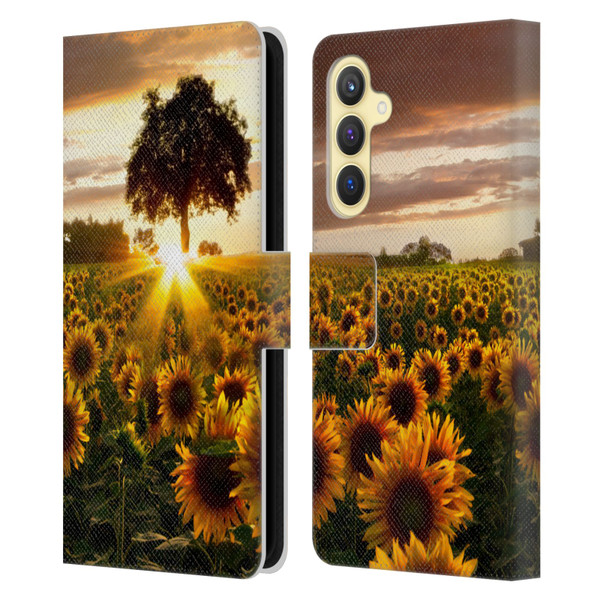 Celebrate Life Gallery Florals Fields Of Gold Leather Book Wallet Case Cover For Samsung Galaxy S23 FE 5G