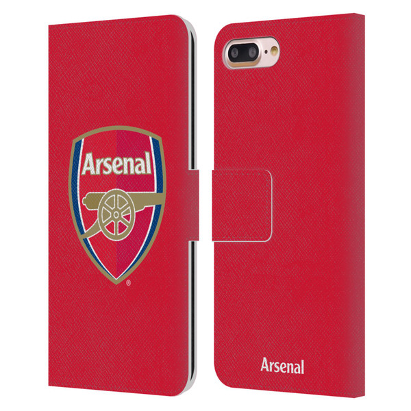 Arsenal FC Crest 2 Full Colour Red Leather Book Wallet Case Cover For Apple iPhone 7 Plus / iPhone 8 Plus