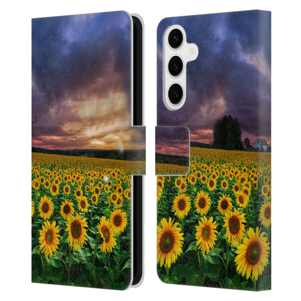 Celebrate Life Gallery Florals Stormy Sunrise Leather Book Wallet Case Cover For Samsung Galaxy S24+ 5G