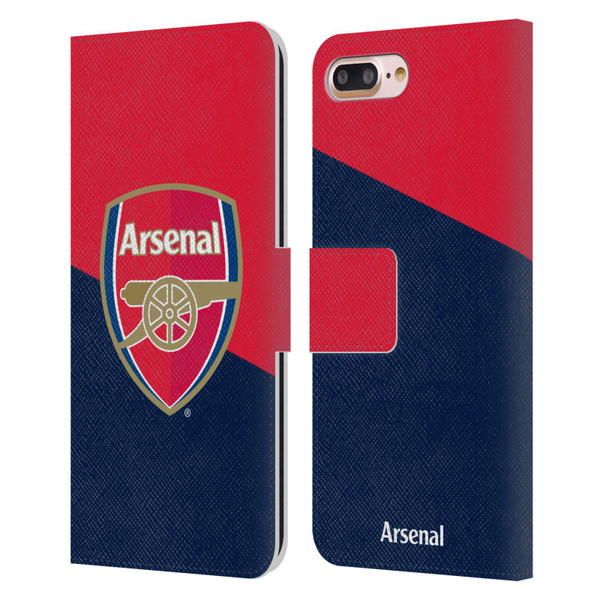 Arsenal FC Crest 2 Red & Blue Logo Leather Book Wallet Case Cover For Apple iPhone 7 Plus / iPhone 8 Plus