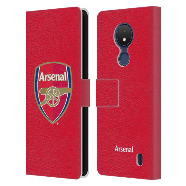 Arsenal FC Crest 2 Full Colour Red Leather Book Wallet Case Cover For Nokia C21