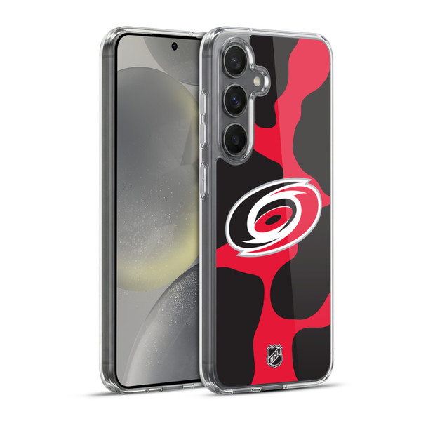 NHL Carolina Hurricanes Cow Pattern Soft Gel Case for Samsung Galaxy S24+ 5G